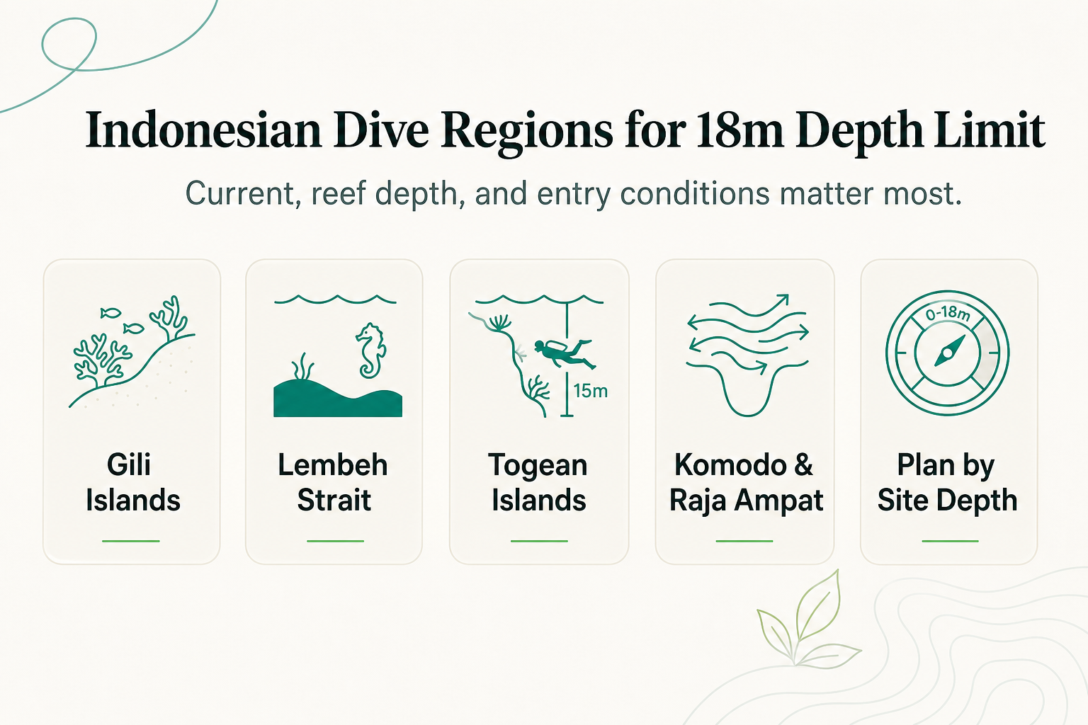 Best Indonesian Dive Regions for Open Water Divers Who Stay Within 18 Meters: A 2026 Region-by-Region Guide - infographic