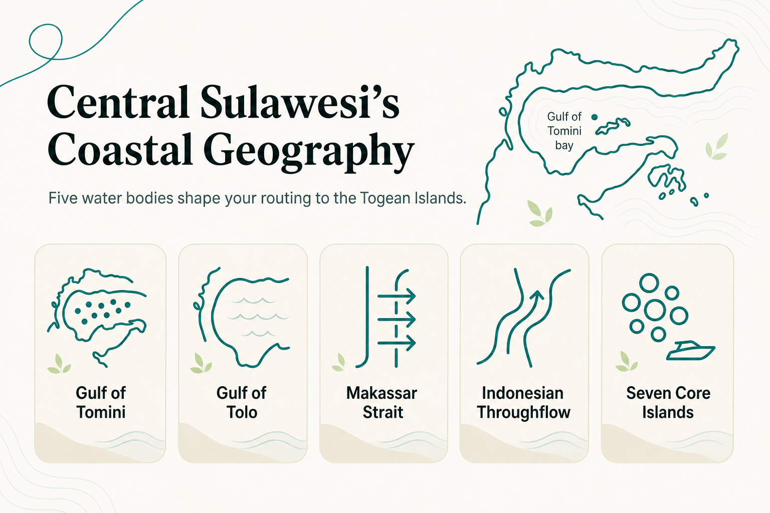 Central Sulawesi's Coastal Geography Explained: Bays, Straits, and Islands That Shape Your Trip Planning - infographic