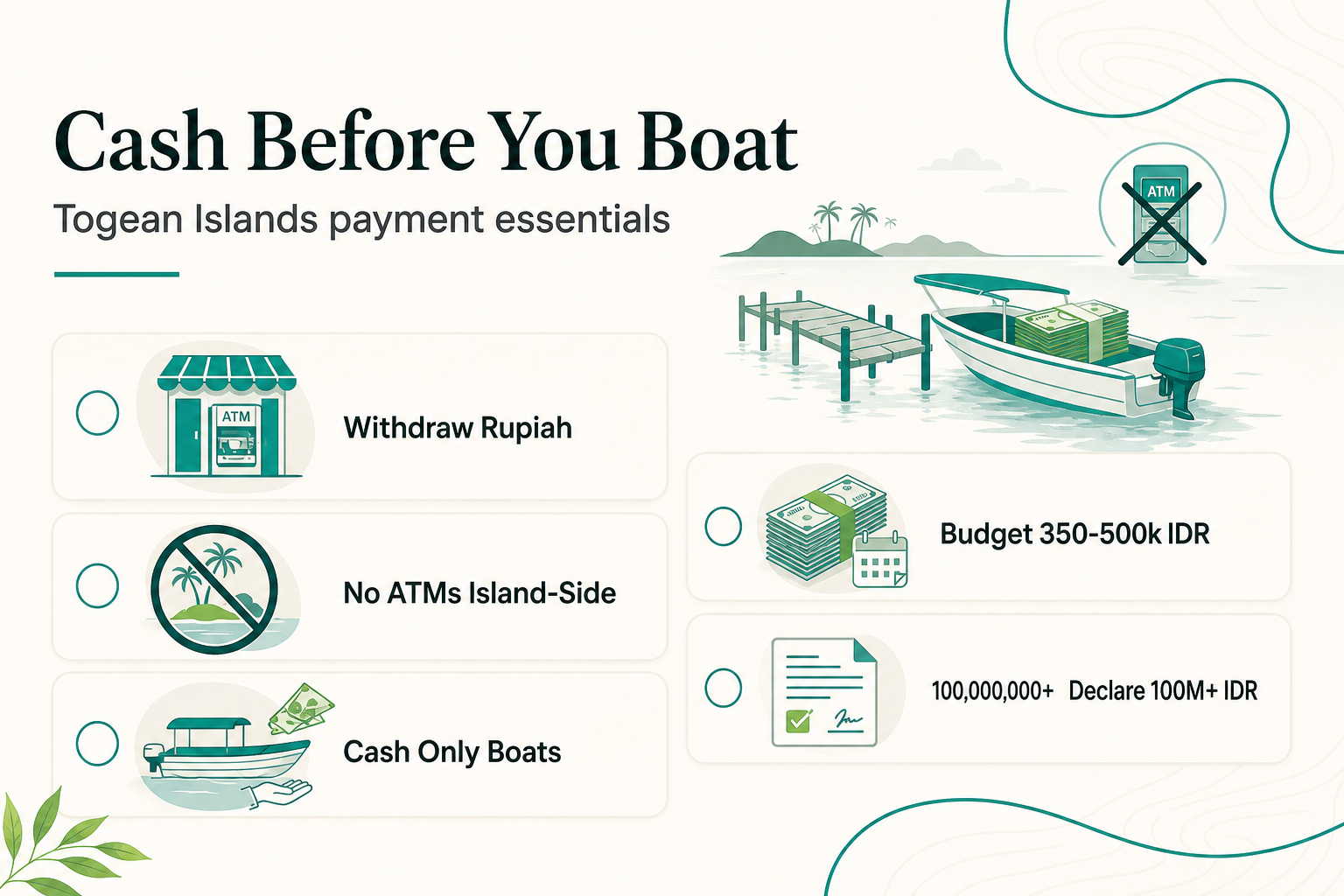 Currency, Cash, and Payments in the Togean Islands: What Travelers Need to Know Before Arrival - infographic