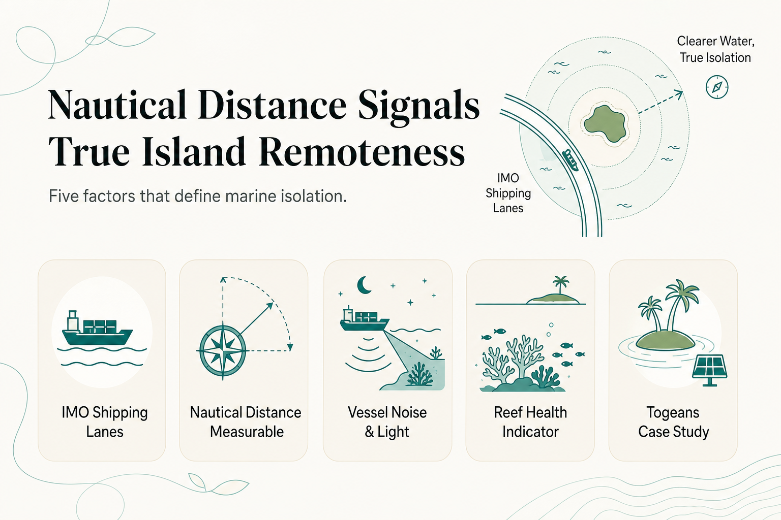 How Nautical Distance From Shipping Lanes Signals a Truly Remote Island Destination - infographic