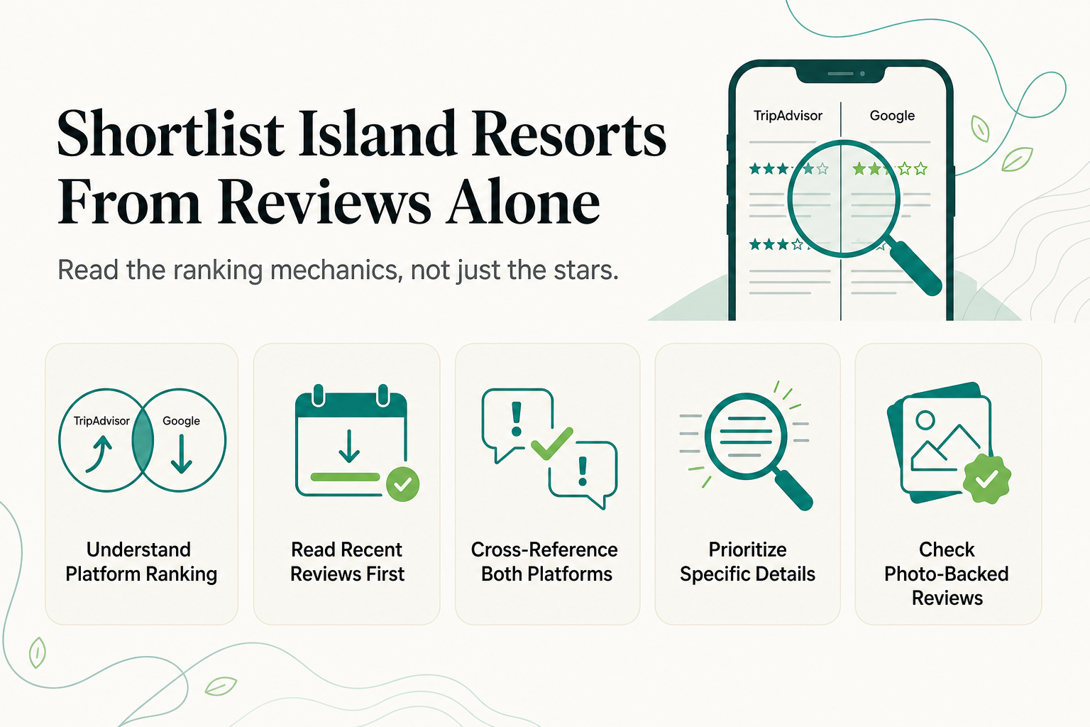 Comment établir une sélection d'hôtels de villégiature sur des îles indonésiennes à partir de TripAdvisor et Google Reviews seuls - infographie