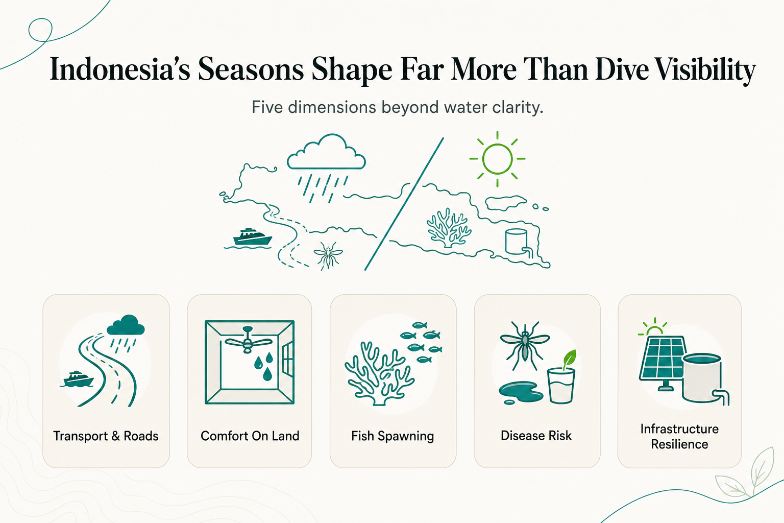 Wie Trocken- und Regenzeiten Indonesiens Inselziele über bloße Tauchsichtweite hinaus verändern - Infografik