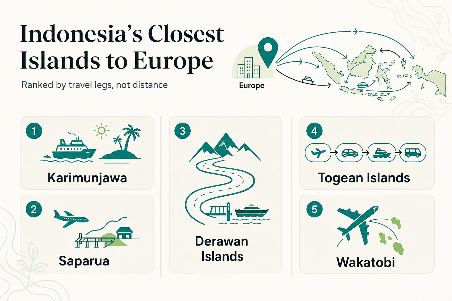 Remote Indonesia Within 24 Hours of Europe: Hidden Island Destinations Ranked by Real Door-to-Door Travel Time for 2026 - infographic