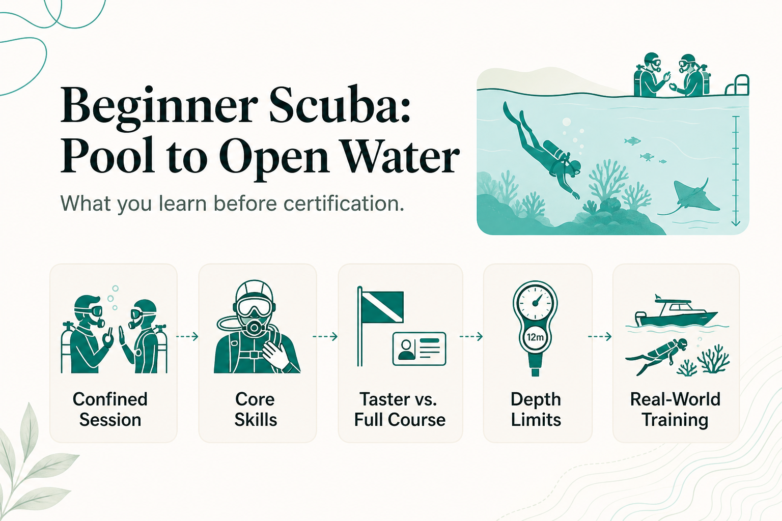 What a Discover Scuba Diving Confined Session Actually Covers Before the First Open-Water Dive - infographic