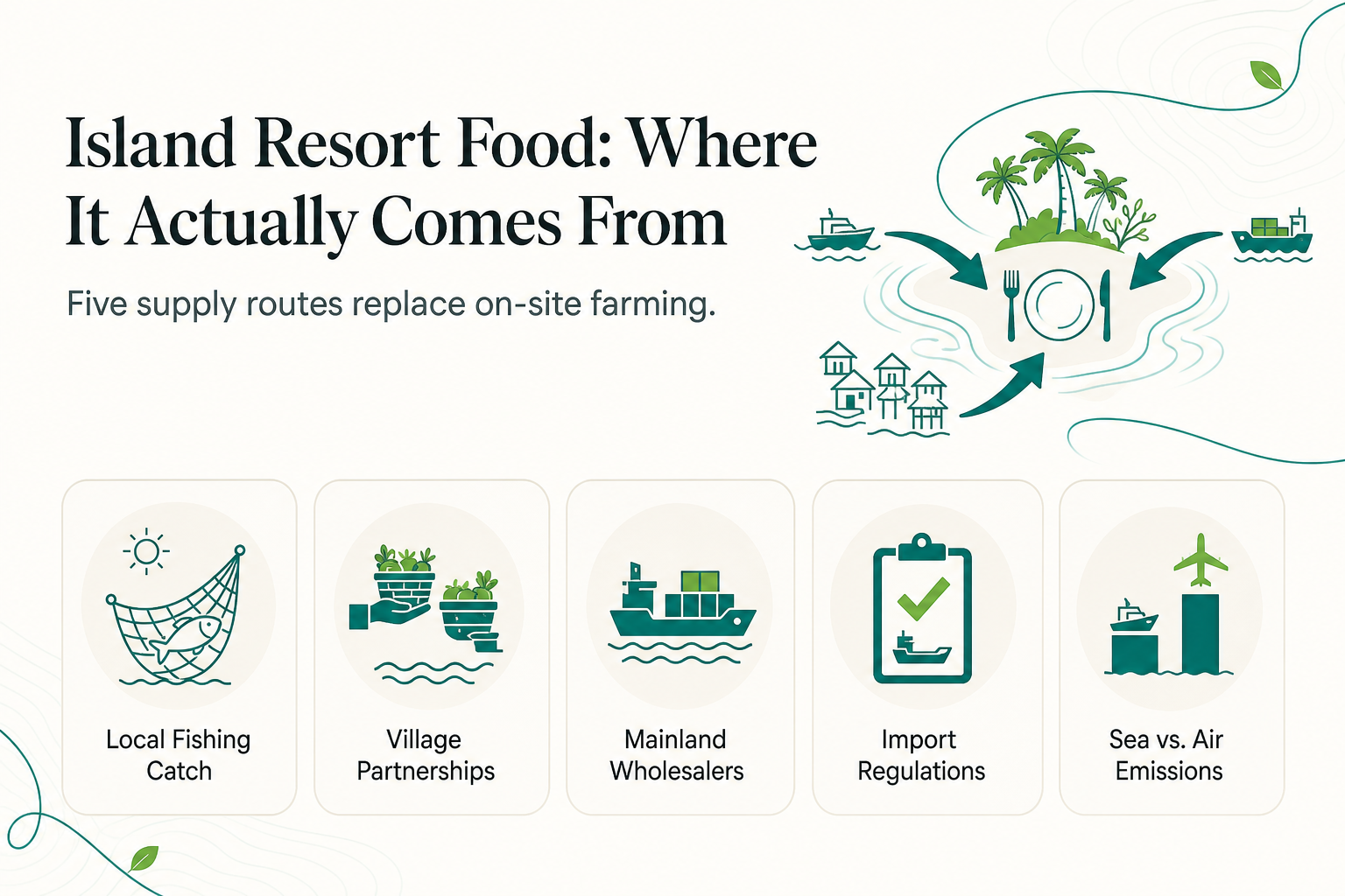 What Does a Resort Actually Eat If It Grows or Sources Nothing Itself? A Look at Food Miles in the Togean Islands - infographic