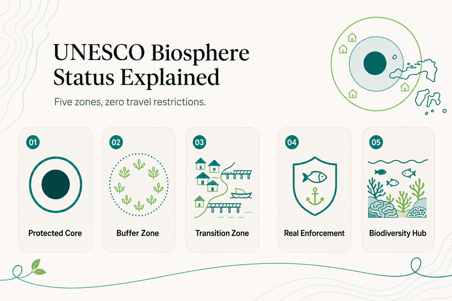 Wat UNESCO Biosfeer-status werkelijk betekent voor reizigers die de Togean eilanden onderzoeken - infographic
